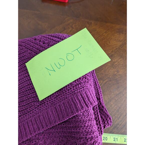 Members Mark Chenille Cardigan‎ Sweater M Raspberry Red Open Front Cutouts Soft - Picture 8 of 10